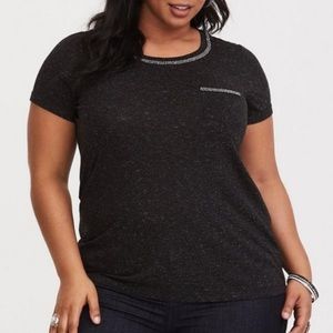 Torrid Black Short Sleeve Tee with Silver Accents
